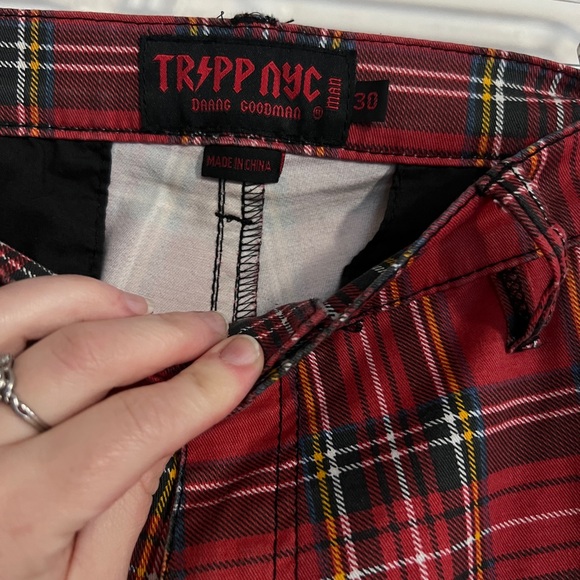 Tripp NYC Daang Goodman Red Plaid Pants Simple Size 30 - Picture 2 of 7